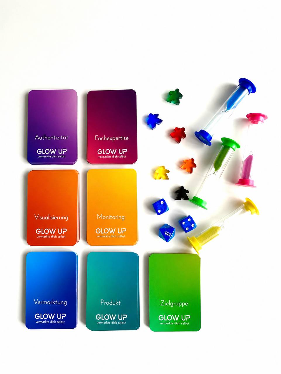 GLOW UP Spielkarten und Spielkomponenten – Business Branding Game
